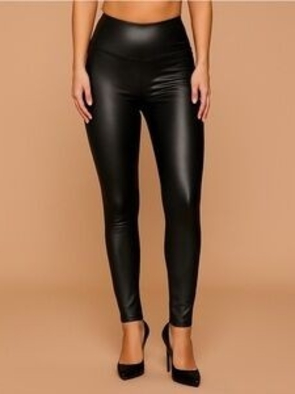 Knox Rose Black Faux Leather-Look Leggings